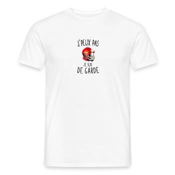 J'peux pas je suis pompier de garde - T-shirt homme - blanc - Devant - AI Model Male 178 dark (178cm)