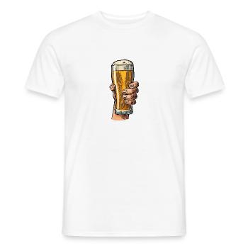 BEER + HAND - Männer T-Shirt - Weiß - Vorne - AI Model Male 178 dark (178cm)