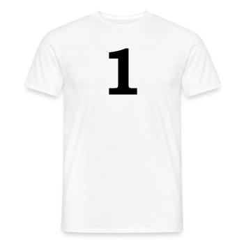 number - 1 - one - Men's T-Shirt - white - Front - AI Model Male 178 dark (178cm)