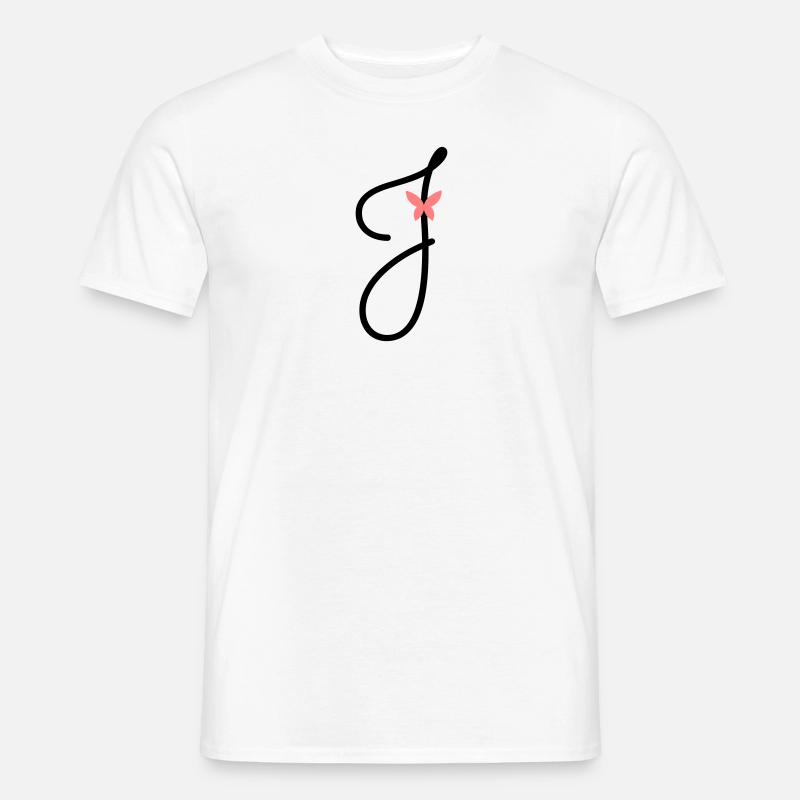 Buchstabe J Schmetterlingsbuchstabe - Männer T-Shirt - Weiß