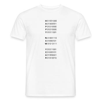 HAPPY NEW YEAR – binary code - Men's T-Shirt - white - Front - AI Model Male 178 dark (178cm)