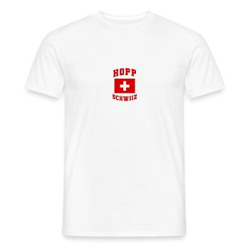 Switzerland Hopp Schwiiz Flag Fanshirt Gift - Men's T-Shirt - white - Front - AI Model Male 178 dark (178cm)