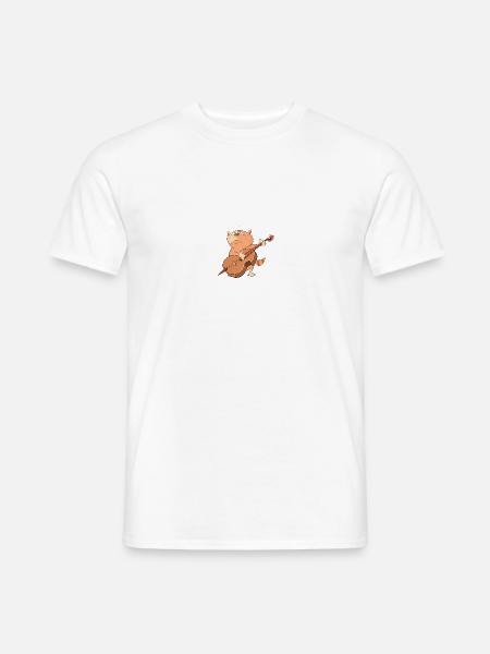 Katze spielt Musik - Männer T-Shirt - Weiß