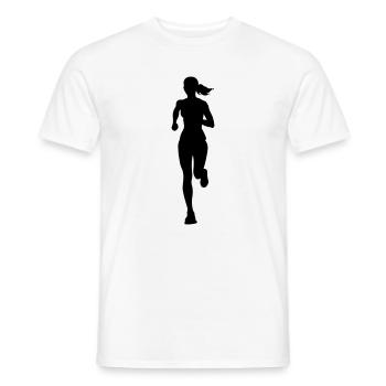 Marathon Runner Woman Running Silhouette - Men's T-Shirt - white - Front - AI Model Male 178 dark (178cm)