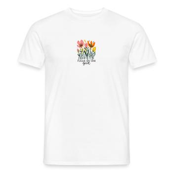Focus on the Good – Floral Positivity Design - Men's T-Shirt - white - Front - AI Model Male 178 dark (178cm)