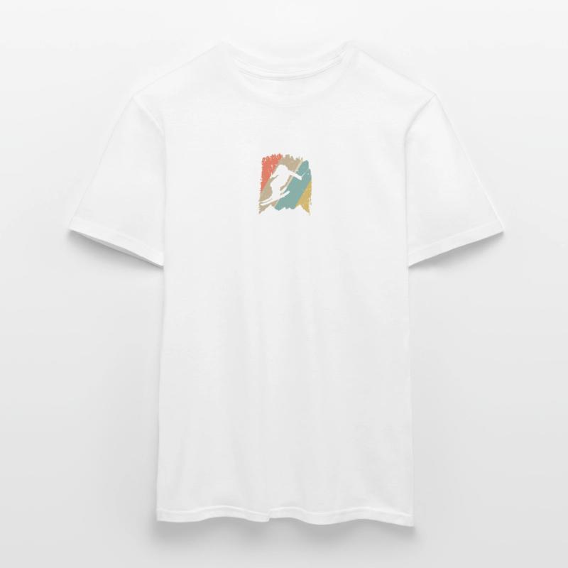 Retro Snowboard Silhouette auf Pastellstreifen Männer T-Shirt