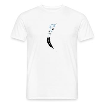 feather voegel fly 2 - Men's T-Shirt - white - Front - AI Model Male 178 dark (178cm)
