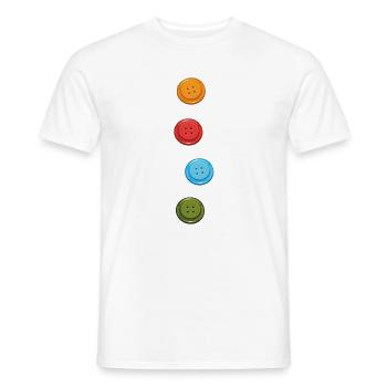 Costume de mode sur mesure de boutons colorés - T-shirt homme - blanc - Devant - AI Model Male 178 dark (178cm)