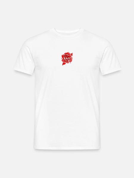 Rote Rose mit Totenkopf - Männer T-Shirt - Weiß