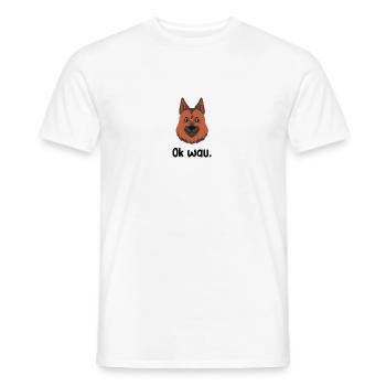 Ok wau mit German Shepherd Hundeliebhaber - Männer T-Shirt - Weiß - Vorne - AI Model Male 178 dark (178cm)