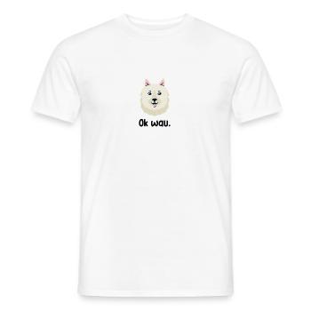 Ok wau mit American Eskimo Hundeliebhaber - Männer T-Shirt - Weiß - Vorne - AI Model Male 178 dark (178cm)