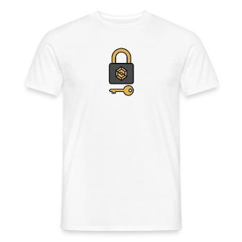 Sécurité des cryptomonnaies | Symbole de serrure et de clé - T-shirt homme - blanc - Devant - AI Model Male 178 dark (178cm)
