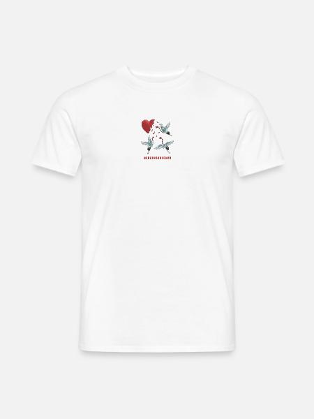 Herzensbrecher Herz Storch Design - Männer T-Shirt - Weiß