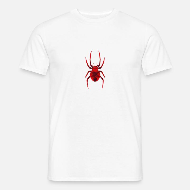 Rote Low Polygon Spinne - Männer T-Shirt - Weiß