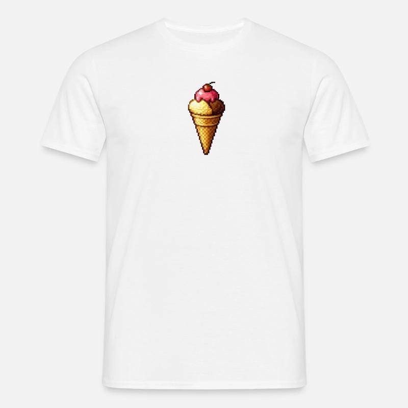 Retro Pixel Eiscreme Cone - Männer T-Shirt - Weiß