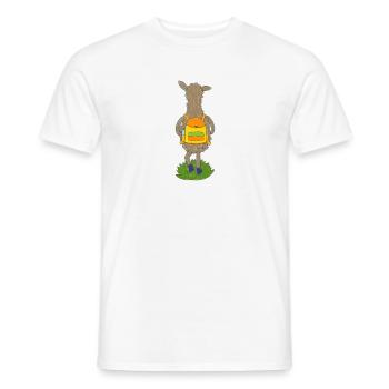 Llama with colorful backpack - Men's T-Shirt - white - Front - AI Model Male 178 dark (178cm)