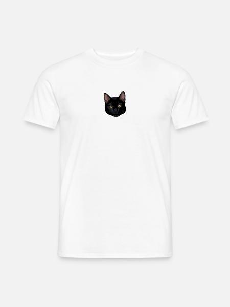 Schwarzes Katzengesicht - Männer T-Shirt - Weiß