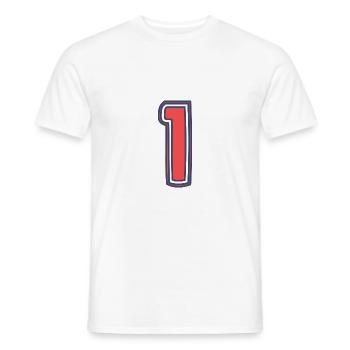 1. 1 YEAR. 1st ANNIVERSARY. 1 YEAR BIRTHDAY - Men's T-Shirt - white - Front - AI Model Male 178 dark (178cm)