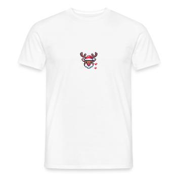 8 Bit Christmas Reindeer Head - Men's T-Shirt - white - Front - AI Model Male 178 dark (178cm)