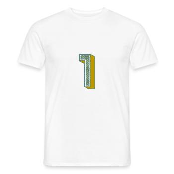 1. 1 YEAR. 1st ANNIVERSARY. 1 YEAR BIRTHDAY - Men's T-Shirt - white - Front - AI Model Male 178 dark (178cm)