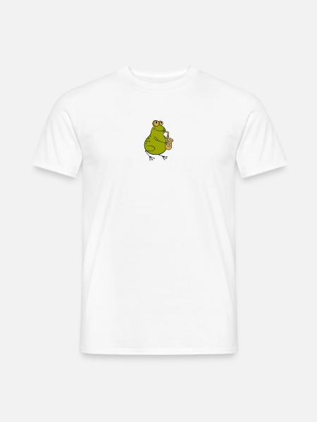 Frosch spielt Saxophon - Jazz Cartoon - Männer T-Shirt - Weiß