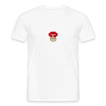 Kissing Love middle finger tattoo - Men's T-Shirt - white - Front - AI Model Male 178 dark (178cm)