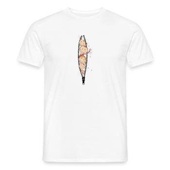 Kinder Comic Reißverschluss - Männer T-Shirt - Weiß - Vorne - AI Model Male 178 dark (178cm)