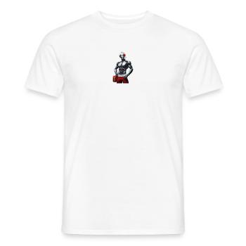 Cyber robot with Santa hat and gift - Men's T-Shirt - white - Front - AI Model Male 178 dark (178cm)