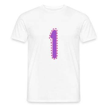 1. 1 YEAR. 1st ANNIVERSARY. 1 YEAR BIRTHDAY - Men's T-Shirt - white - Front - AI Model Male 178 dark (178cm)