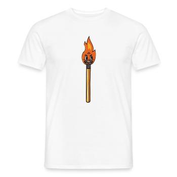 Mascotte de feu en allumette de dessins animés vintage allumés - T-shirt homme - blanc - Devant - AI Model Male 178 dark (178cm)