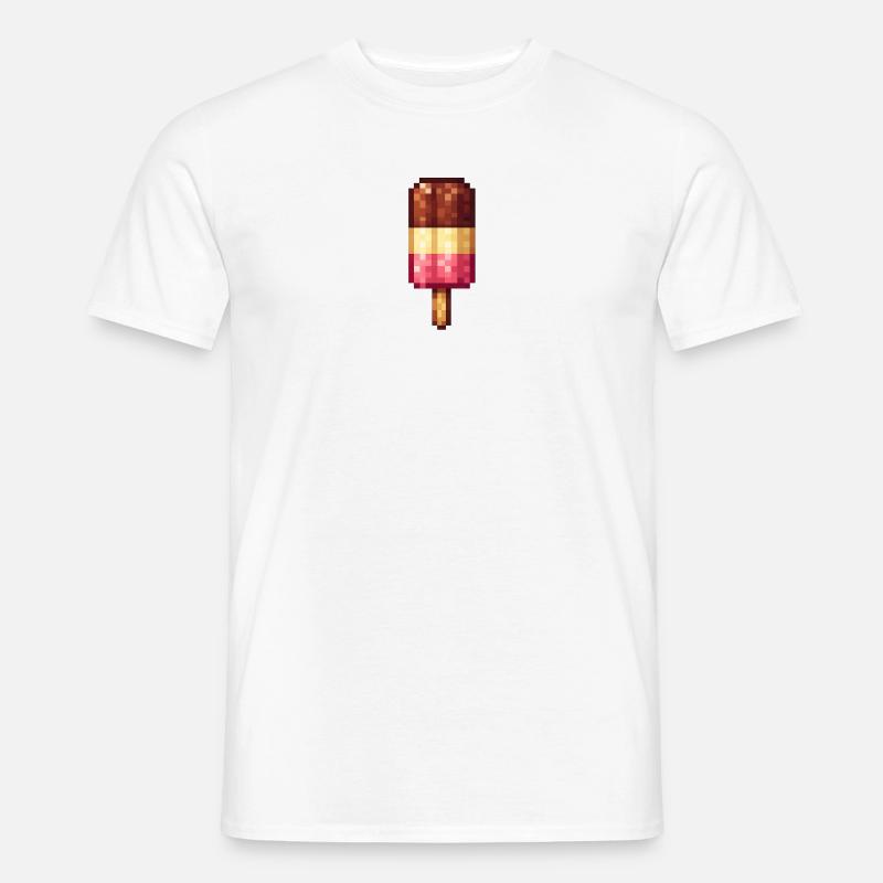 Retro Pixel Eis am Stiel - Männer T-Shirt - Weiß