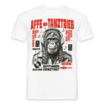 Funk Rock Shirt: Zopf-Affe im Groovegewitter - Männer T-Shirt - Weiß - Vorne - AI Model Male 178 dark (178cm)