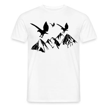 Les oiseaux volent au-dessus des montagnes - T-shirt homme - blanc - Devant - AI Model Male 178 dark (178cm)