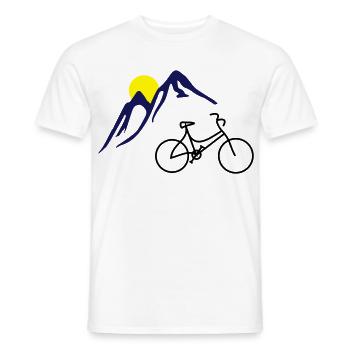 Bike, mountains and Sun - Men's T-Shirt - white - Front - AI Model Male 178 dark (178cm)