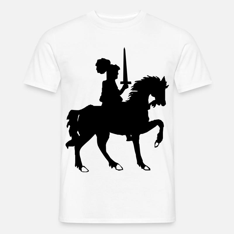 Ritter mit Schwert und Pferd - Männer T-Shirt - Weiß