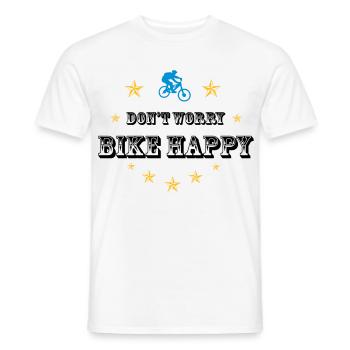 Don't worry bike happy - Männer T-Shirt - Weiß - Vorne - AI Model Male 178 dark (178cm)