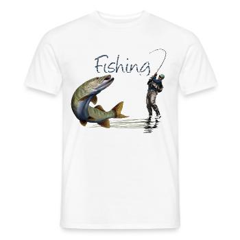 Fishing - Men's T-Shirt - white - Front - AI Model Male 178 dark (178cm)