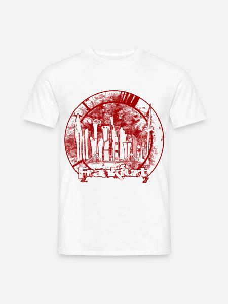 Rote Frankfurter Stadtsilhouette im Kreis - Männer T-Shirt - Weiß