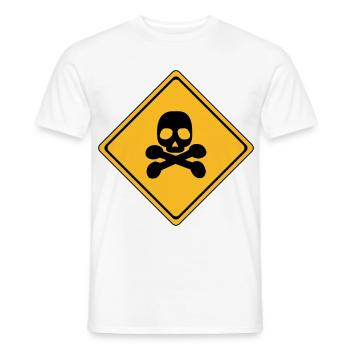 Danger Warning Sign # - Men's T-Shirt - white - Front - AI Model Male 178 dark (178cm)