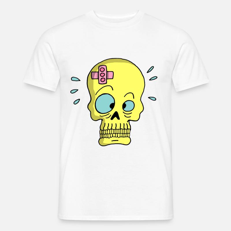 Schädel und Heftpflaster - Männer T-Shirt - Weiß
