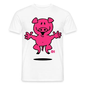 Whimsical Pink Pig Cartoon Design - Men's T-Shirt - white - Front - AI Model Male 178 dark (178cm)