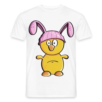 Petit poussin avec un chapeau de lapin de Pâques - Pâques - T-shirt homme - blanc - Devant - AI Model Male 178 dark (178cm)
