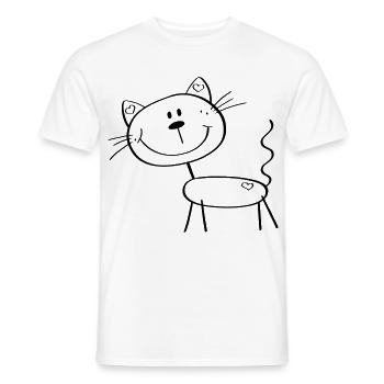 chat chiffre de bâton drôle - bande dessinée - Chats - T-shirt homme - blanc - Devant - AI Model Male 178 dark (178cm)