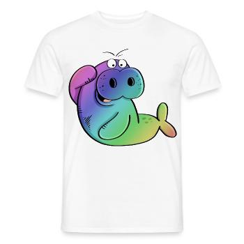 Lamantin coloré - lamantins - morse - lion de mer - bande dessinée - T-shirt homme - blanc - Devant - AI Model Male 178 dark (178cm)