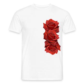 Roses, roses rouges, fleurs, fleurs, nature, plantes - T-shirt homme - blanc - Devant - AI Model Male 178 dark (178cm)