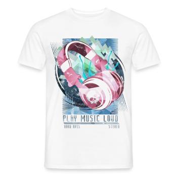 Play Music Loud - das Party Shirt für Musiker - Männer T-Shirt - Weiß - Vorne - AI Model Male 178 dark (178cm)