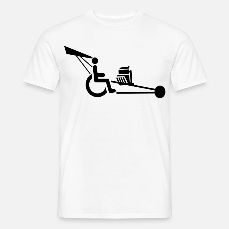 Bild eines Rollstuhls mit V8-Motor # - Männer T-Shirt - Weiß