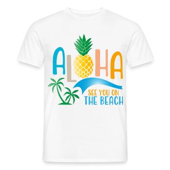 Beach - Männer T-Shirt - Weiß - Vorne - AI Model Male 178 dark (178cm)