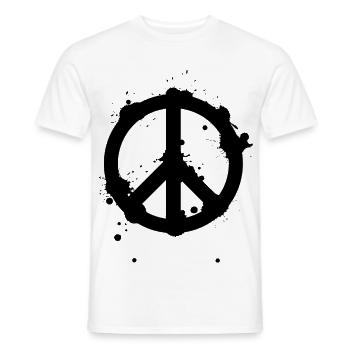 Signe de paix frappant dans un look éclaboussé de graffitis - T-shirt homme - blanc - Devant - AI Model Male 178 dark (178cm)