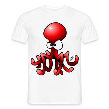 Cute Octopus Cartoon with Big Eyes - Men's T-Shirt - white - Front - AI Model Male 178 dark (178cm)